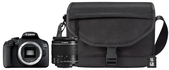 Canon EOS 2000D 18-55mm IS II + SB130 Bag + 16GB SD Card